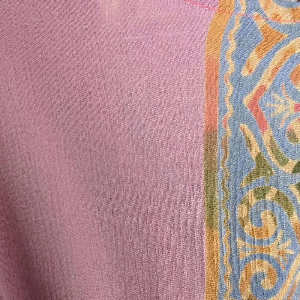 Shaybali Pink Blue Batik Rayon Tunic Top M - Picture 6 of 6